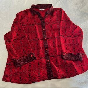 ALIA Petite Red Patterned Buttoned Up Shirt